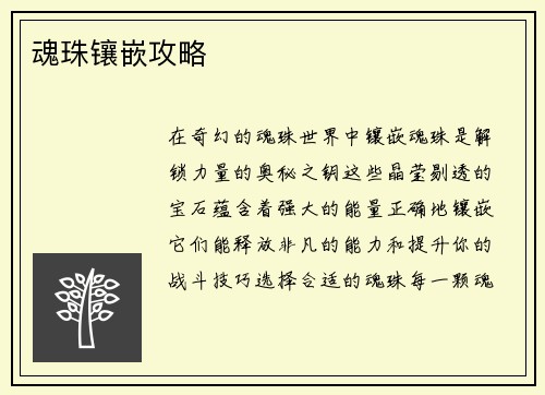 魂珠镶嵌攻略